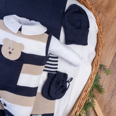  Saída de Maternidade Theodoro - Marinho com Bege Novo